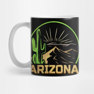 Vintage and Retro Mountains and Caktus Arizona Mug